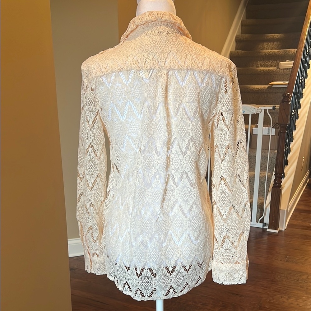 Cream Crochet Coverup, Blouse - Picture 6 of 8
